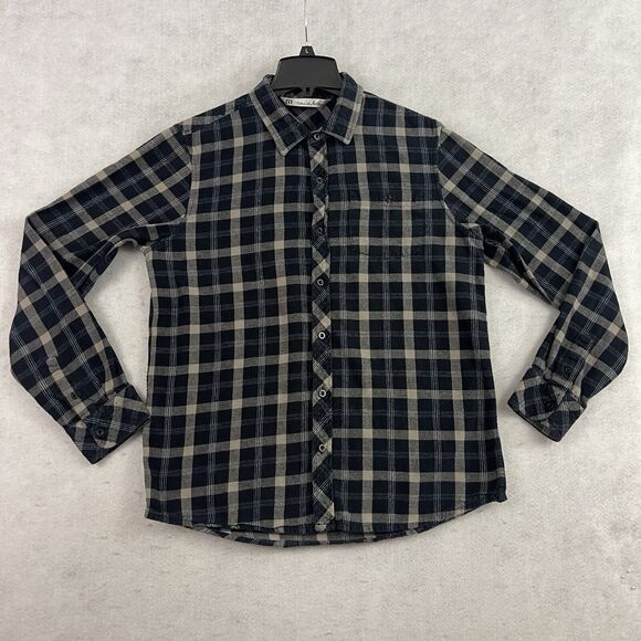 Travis Mathew Braden Flannel Button Up Shirt Mens Large Blue Plaid Soft Feel - Picture 7 of 10